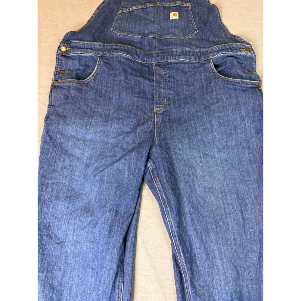 Carhartt Denim Overalls Women's XL Blue Excellent Relaxed Fit OR6002-W - Picture 10 of 13